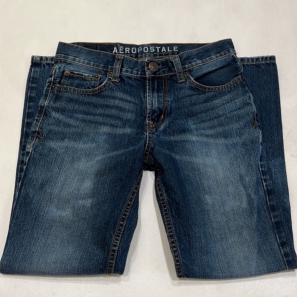 Aeropostale Driggs Slim Bootcut Jeans Boys 27x28 Blue Denim